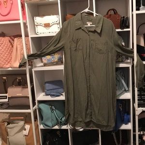 Olive green blouse dress